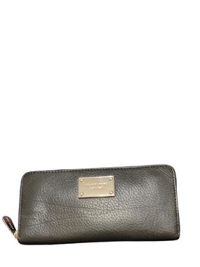 Michael Kors Black Pebbled Leather Zip-Around Wallet with Gold Logo